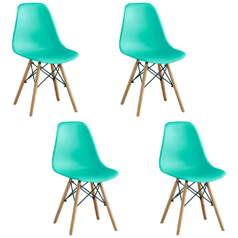 Armless Dining Chairs Eames Side Dining Chairs with Wood Legs (Set of 4)