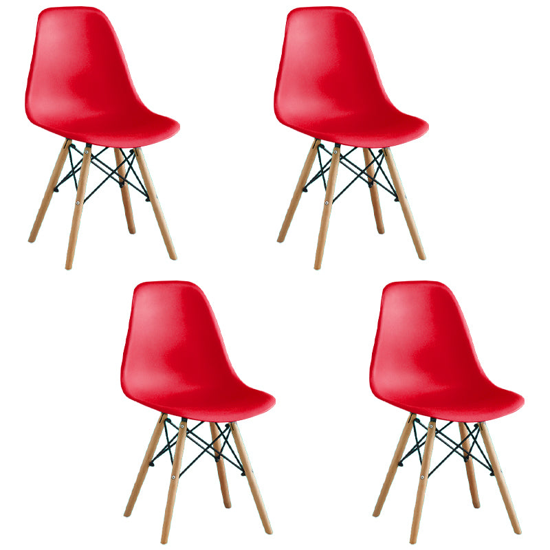 Armless Dining Chairs Eames Side Dining Chairs with Wood Legs (Set of 4)