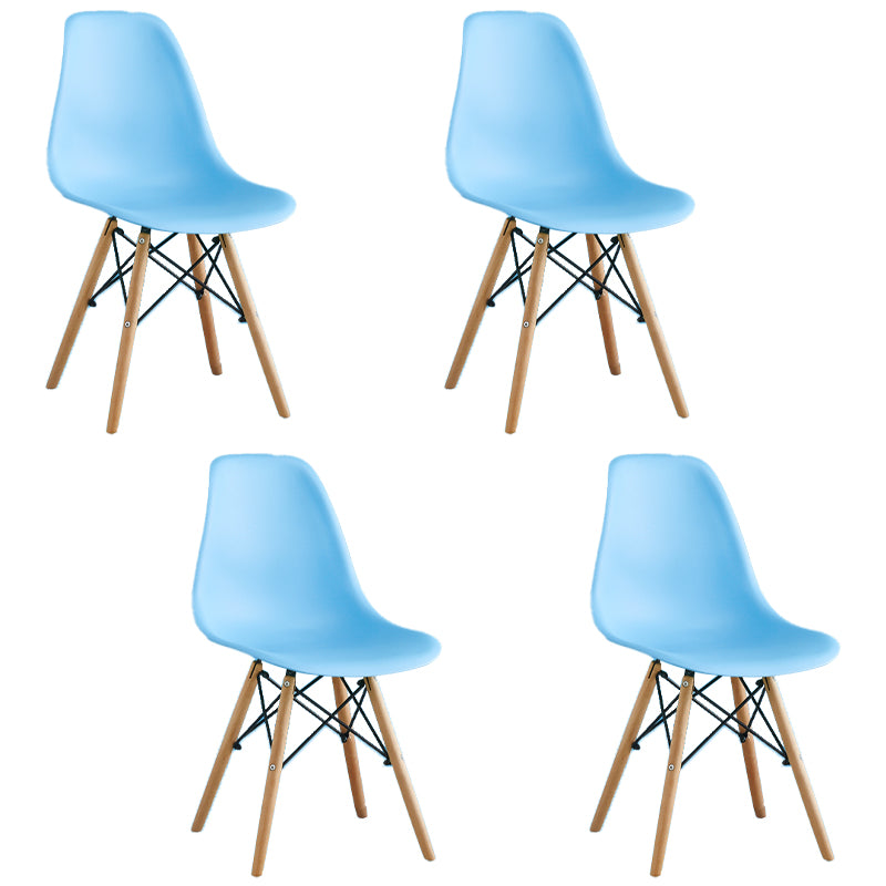 Armless Dining Chairs Eames Side Dining Chairs with Wood Legs (Set of 4)