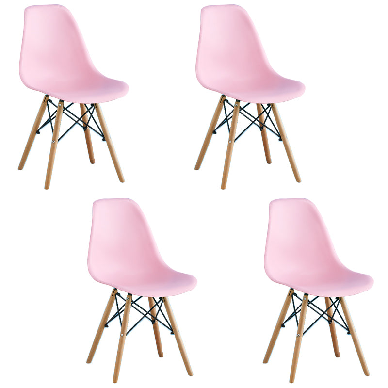 Armless Dining Chairs Eames Side Dining Chairs with Wood Legs (Set of 4)