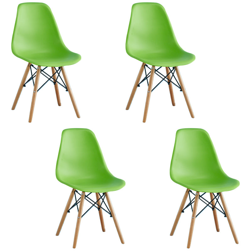 Armless Dining Chairs Eames Side Dining Chairs with Wood Legs (Set of 4)
