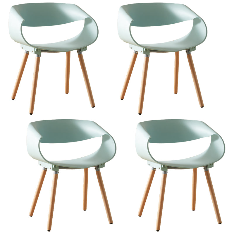Chaises de salle à manger scandinaves sans accoudoirs avec pieds en bois (Ensemble de 4)