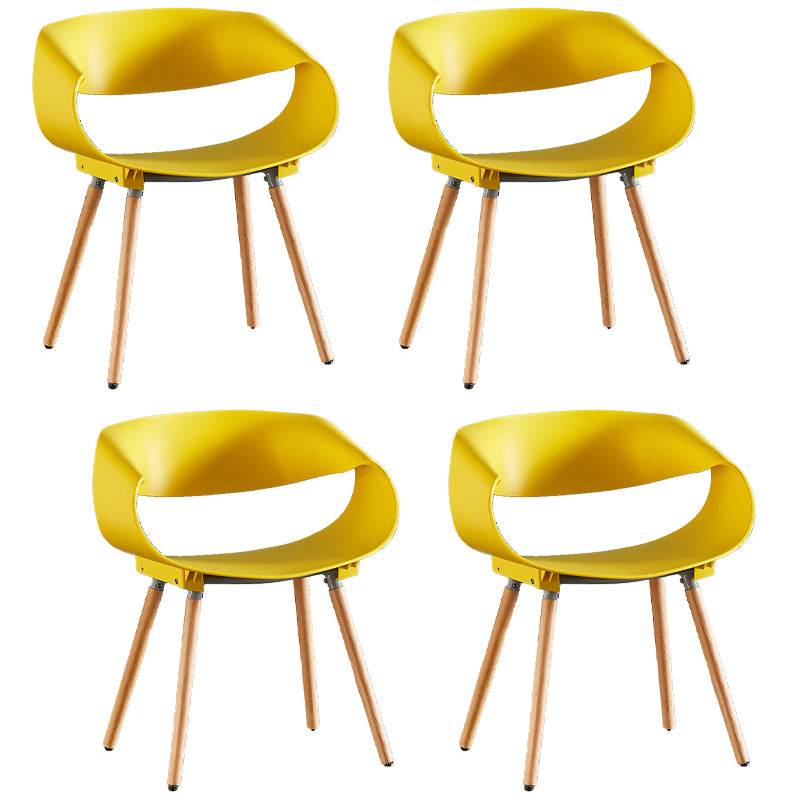 Chaises de salle à manger scandinaves sans accoudoirs avec pieds en bois (Ensemble de 4)