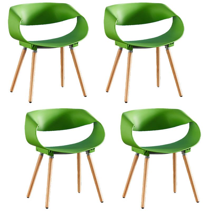 Chaises de salle à manger scandinaves sans accoudoirs avec pieds en bois (Ensemble de 4)