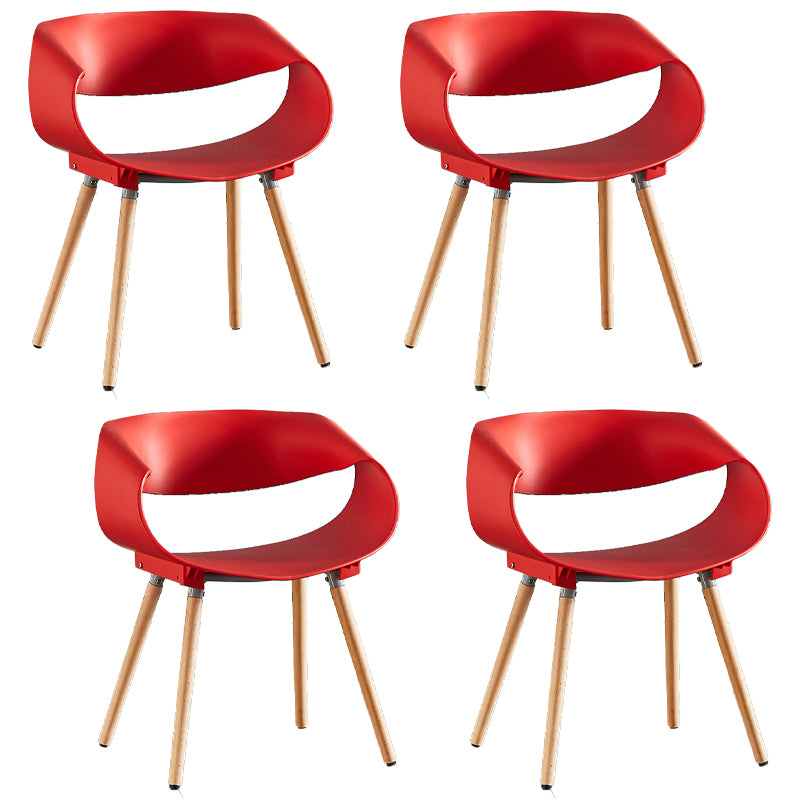 Chaises de salle à manger scandinaves sans accoudoirs avec pieds en bois (Ensemble de 4)