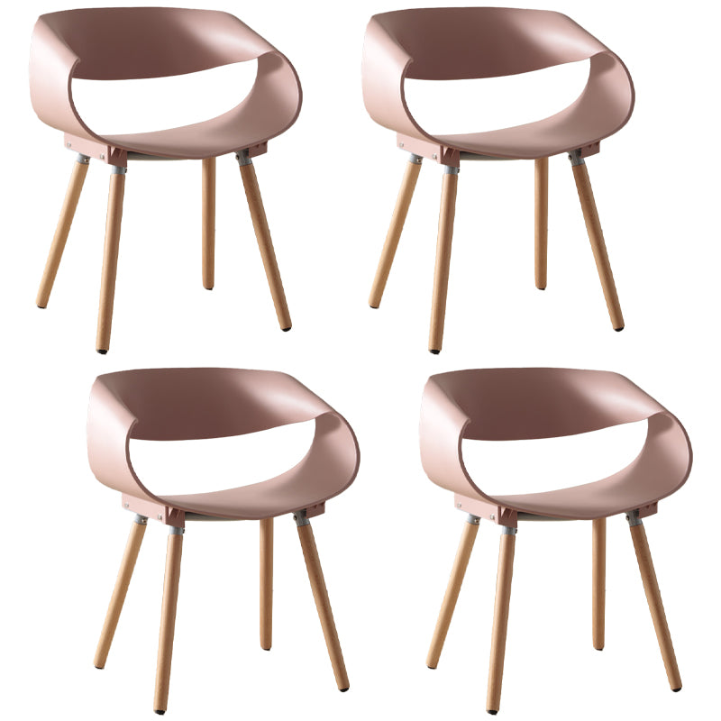 Chaises de salle à manger scandinaves sans accoudoirs avec pieds en bois (Ensemble de 4)