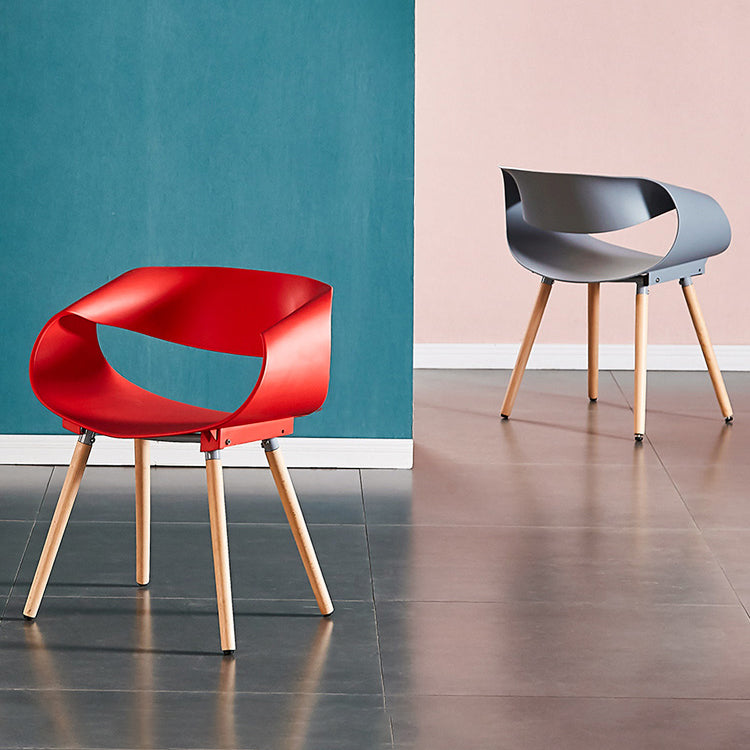 Chaises de salle à manger scandinaves sans accoudoirs avec pieds en bois (Ensemble de 4)