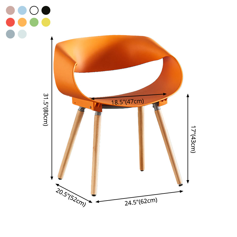 Chaises de salle à manger scandinaves sans accoudoirs avec pieds en bois (Ensemble de 4)