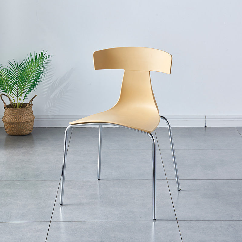 Chaises de salle à manger empilables sans accoudoirs, chaises latérales de salle à manger d'intérieur avec pieds en métal