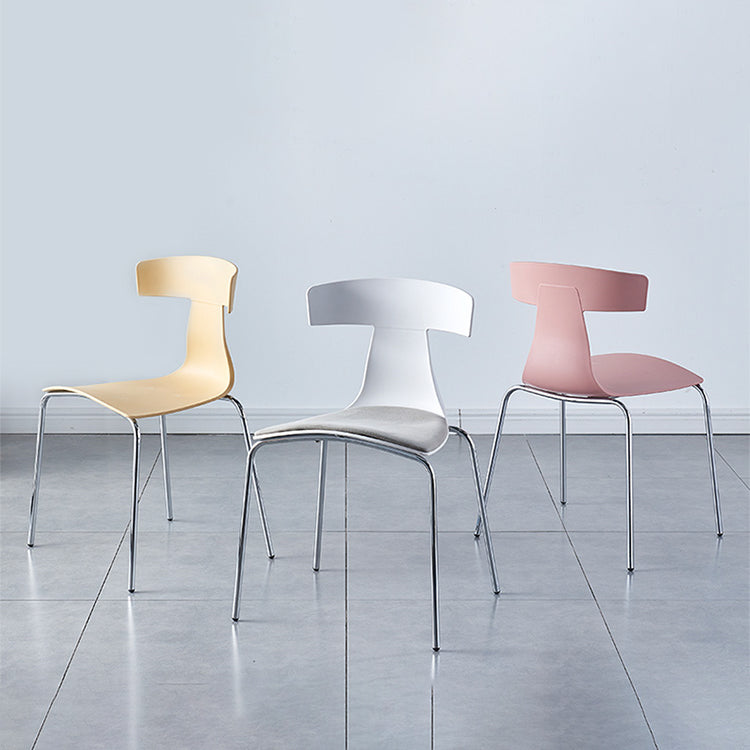 Chaises de salle à manger empilables sans accoudoirs, chaises latérales de salle à manger d'intérieur avec pieds en métal