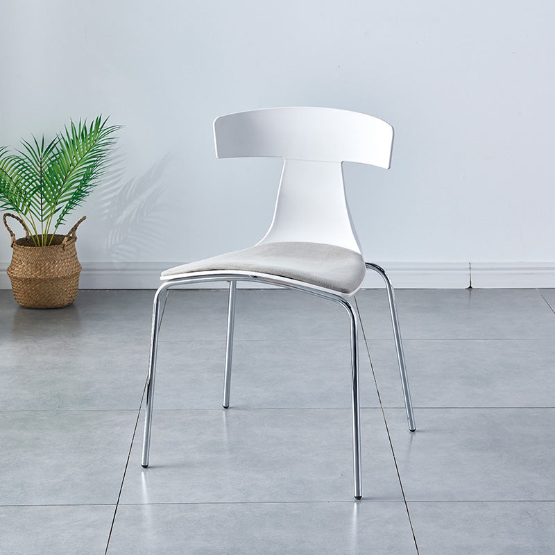 Chaises de salle à manger empilables sans accoudoirs, chaises latérales de salle à manger d'intérieur avec pieds en métal