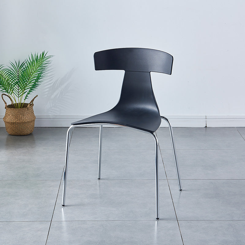 Chaises de salle à manger empilables sans accoudoirs, chaises latérales de salle à manger d'intérieur avec pieds en métal