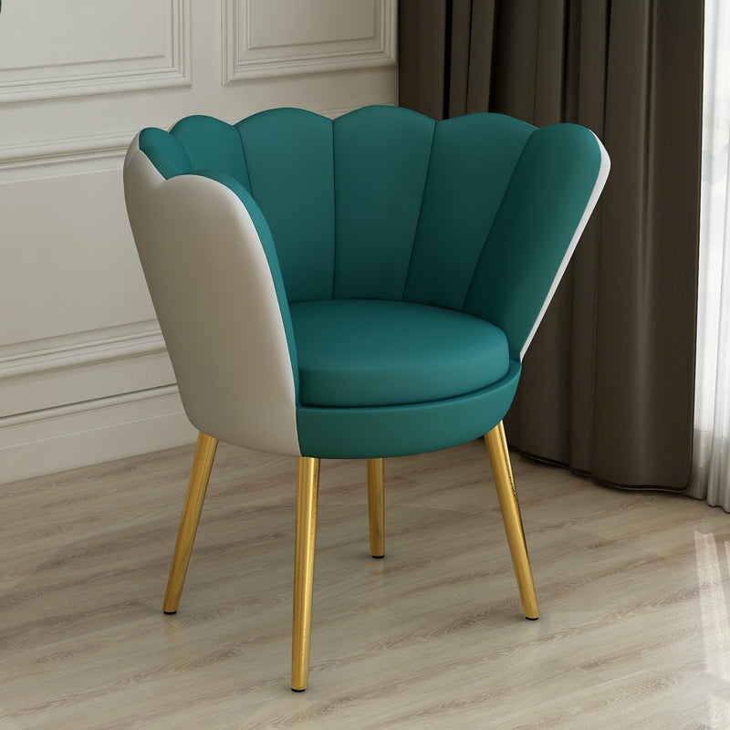 Silla de comedor de metal de estilo escandinavo, cojín sin brazos para el hogar, respaldo superior con corona, silla individual