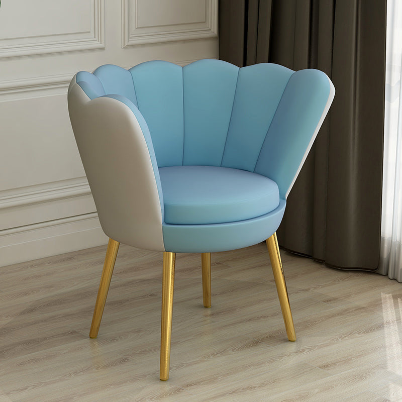 Silla de comedor de metal de estilo escandinavo, cojín sin brazos para el hogar, respaldo superior con corona, silla individual