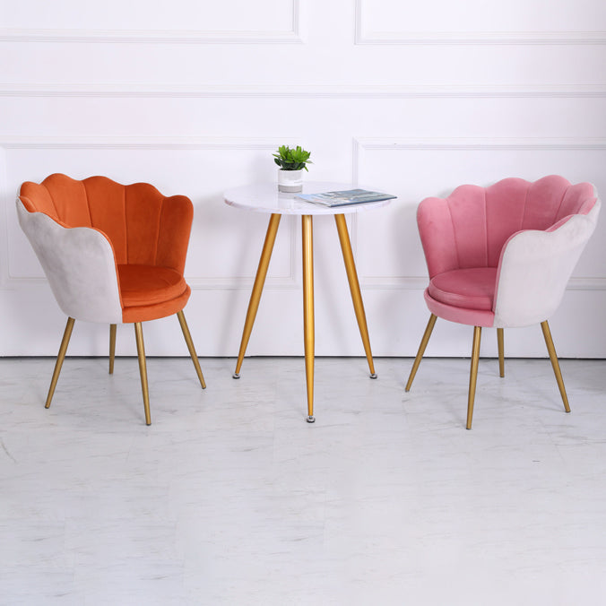 Silla de comedor de metal de estilo escandinavo, cojín sin brazos para el hogar, respaldo superior con corona, silla individual