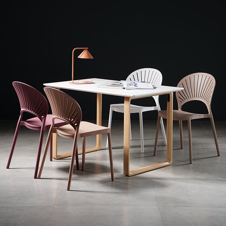 Sillas de comedor de estilo moderno, sillas laterales sin brazos de plástico para cocina