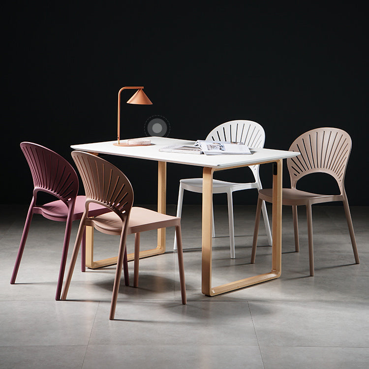 Sillas de comedor de estilo moderno, sillas laterales sin brazos de plástico para cocina