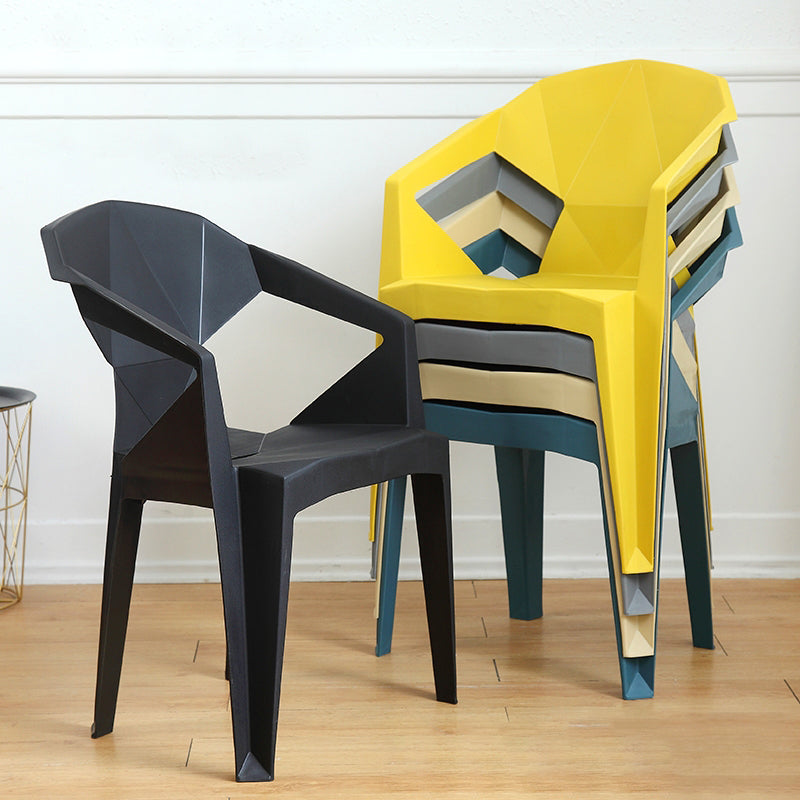 Sillas de comedor de estilo moderno, sillas laterales apilables de plástico para cocina (juego de 4)