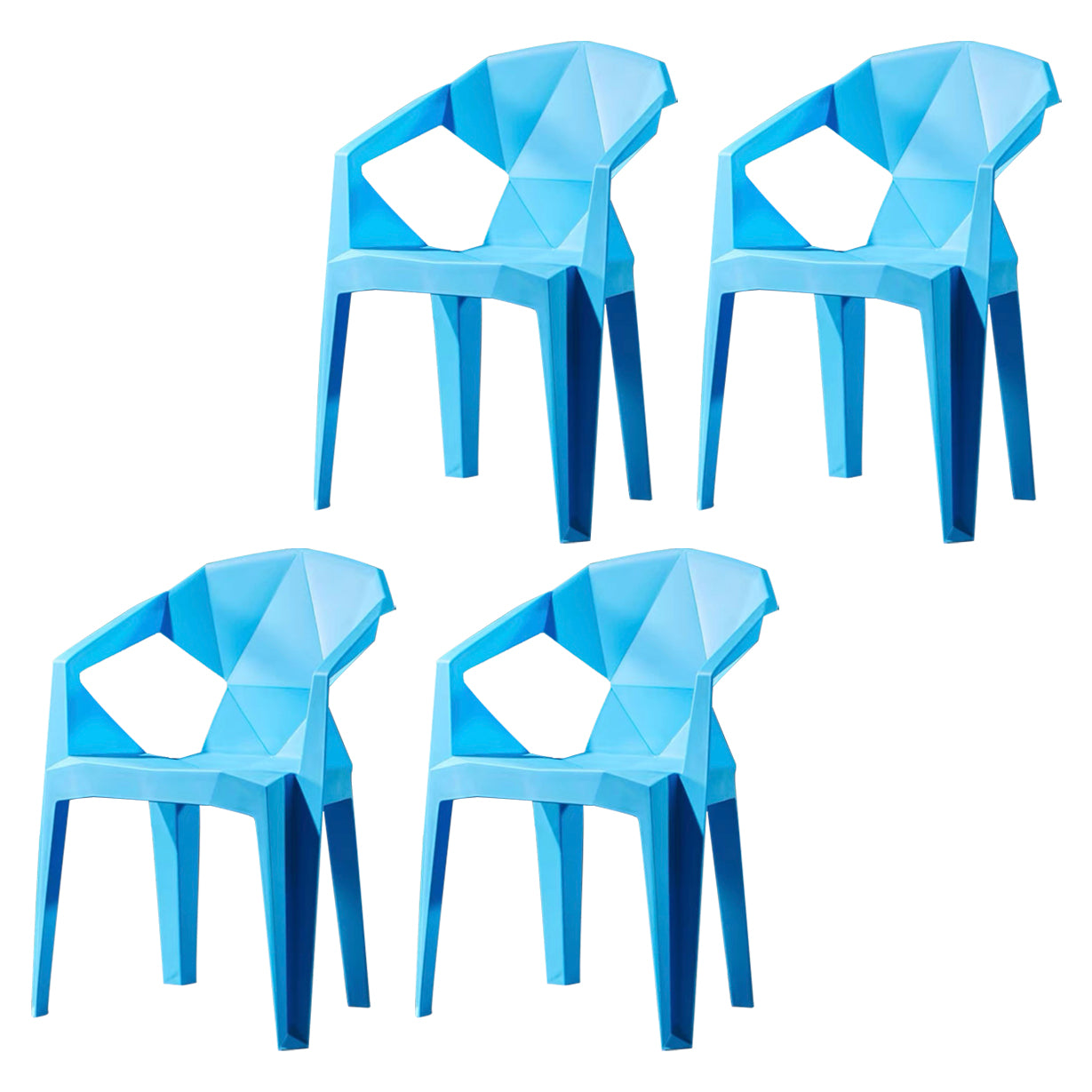 Sillas de comedor de estilo moderno, sillas laterales apilables de plástico para cocina (juego de 4)