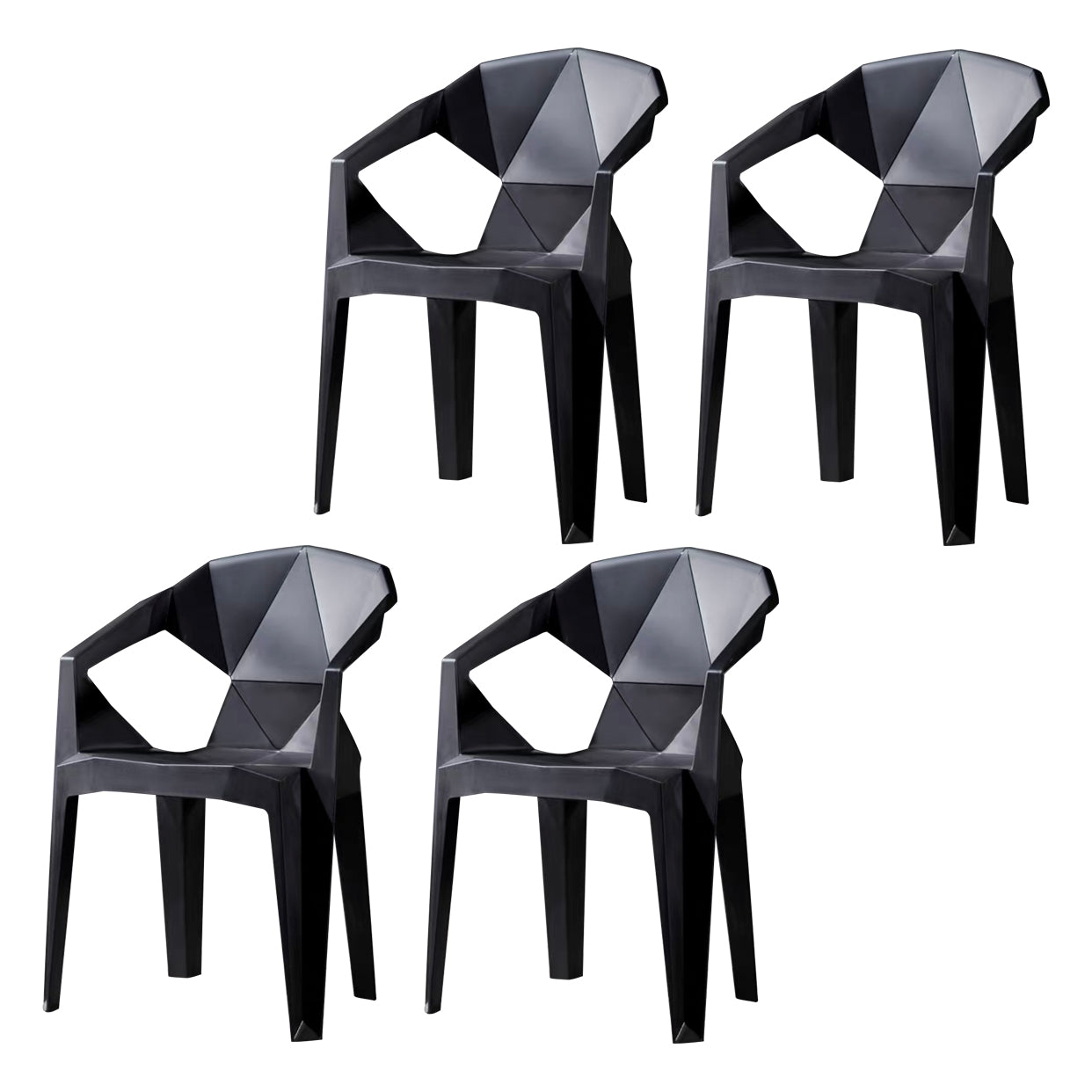 Sillas de comedor de estilo moderno, sillas laterales apilables de plástico para cocina (juego de 4)