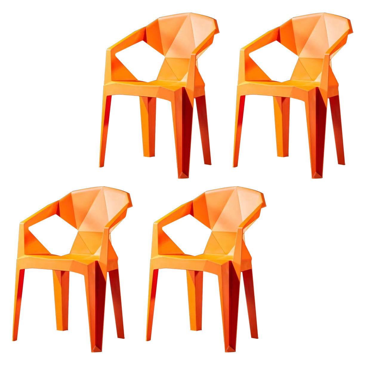 Sillas de comedor de estilo moderno, sillas laterales apilables de plástico para cocina (juego de 4)