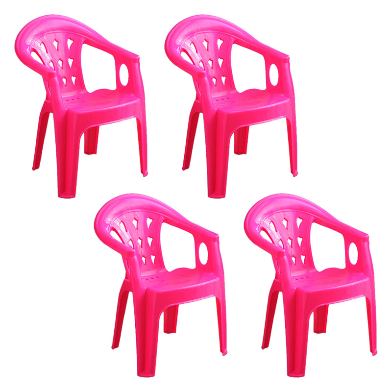 Silla de comedor de plástico de estilo moderno, sillón de comedor apilable con respaldo de listones para el hogar