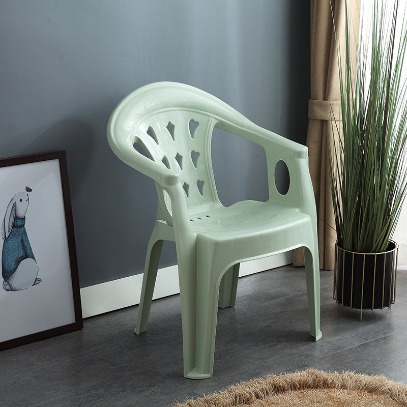 Silla de comedor de plástico de estilo moderno, sillón de comedor apilable con respaldo de listones para el hogar