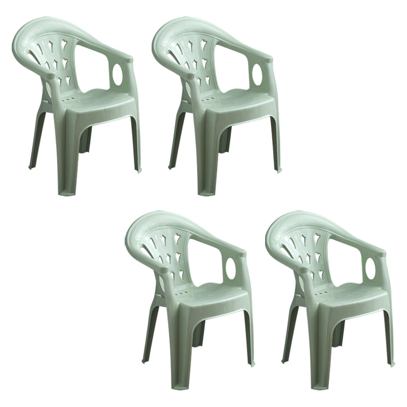 Silla de comedor de plástico de estilo moderno, sillón de comedor apilable con respaldo de listones para el hogar