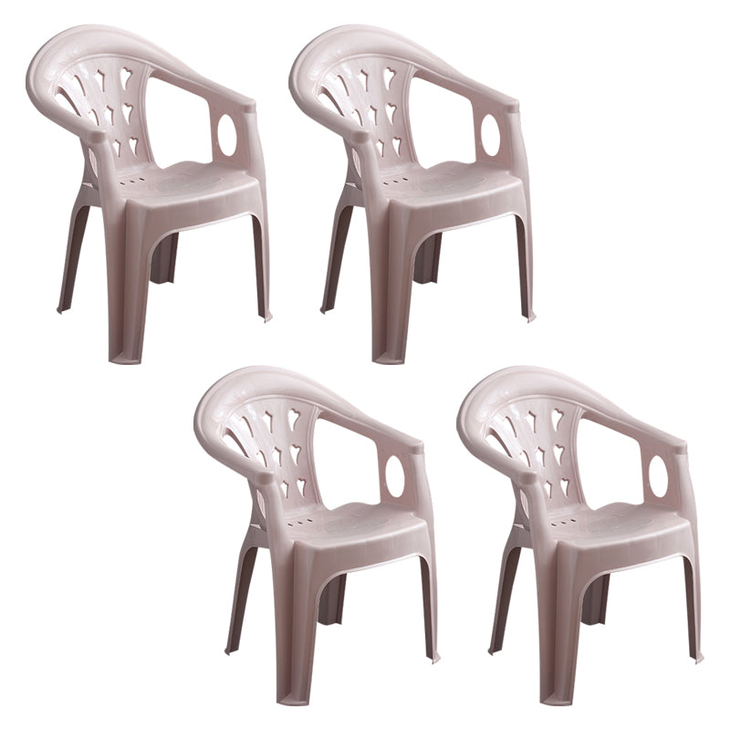 Silla de comedor de plástico de estilo moderno, sillón de comedor apilable con respaldo de listones para el hogar