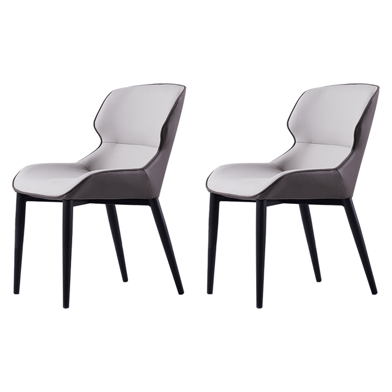 Silla de comedor tapizada de metal con respaldo de alas para interiores industriales (juego de 2)