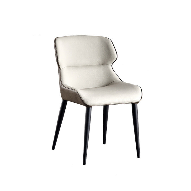 Silla de comedor tapizada de metal con respaldo de alas para interiores industriales (juego de 2)