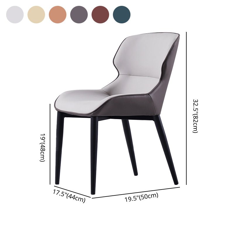 Silla de comedor tapizada de metal con respaldo de alas para interiores industriales (juego de 2)