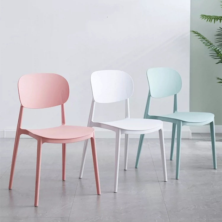 Silla de comedor de estilo moderno, cocina de plástico, silla individual sin brazos