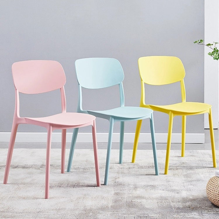 Silla de comedor de estilo moderno, cocina de plástico, silla individual sin brazos