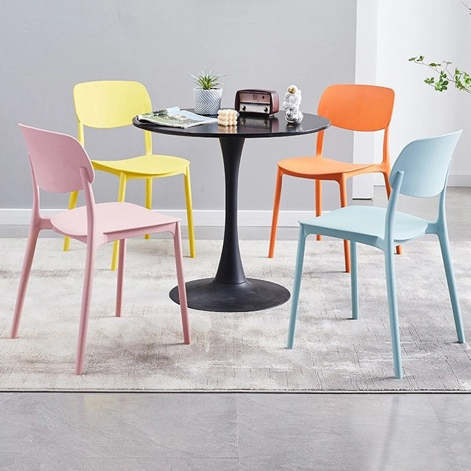 Silla de comedor de estilo moderno, cocina de plástico, silla individual sin brazos