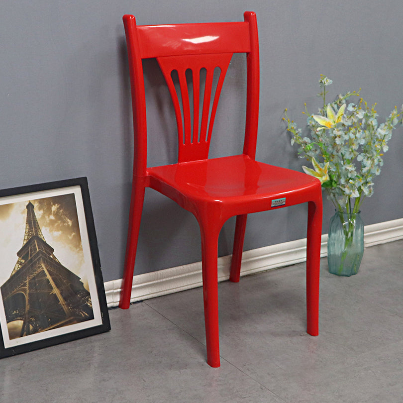 Chaise de salle à manger en plastique de style contemporain, sans accoudoirs, avec dossier à lattes, chaises empilables pour la maison