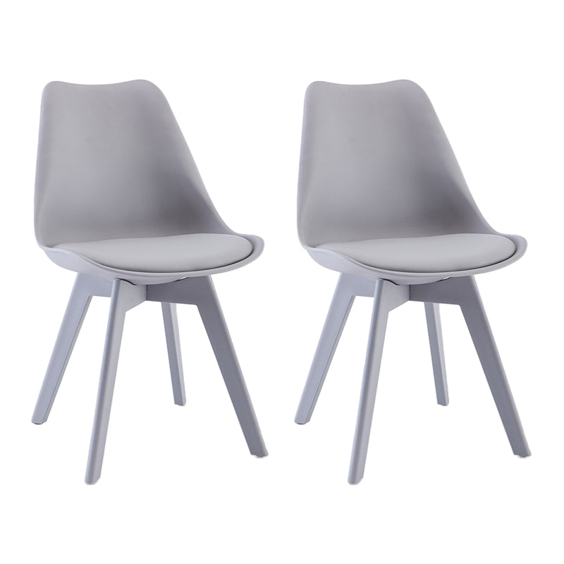 Minimalist Style Plastic Dining Armless Chair Upholstered Solid Back Chairs for Home