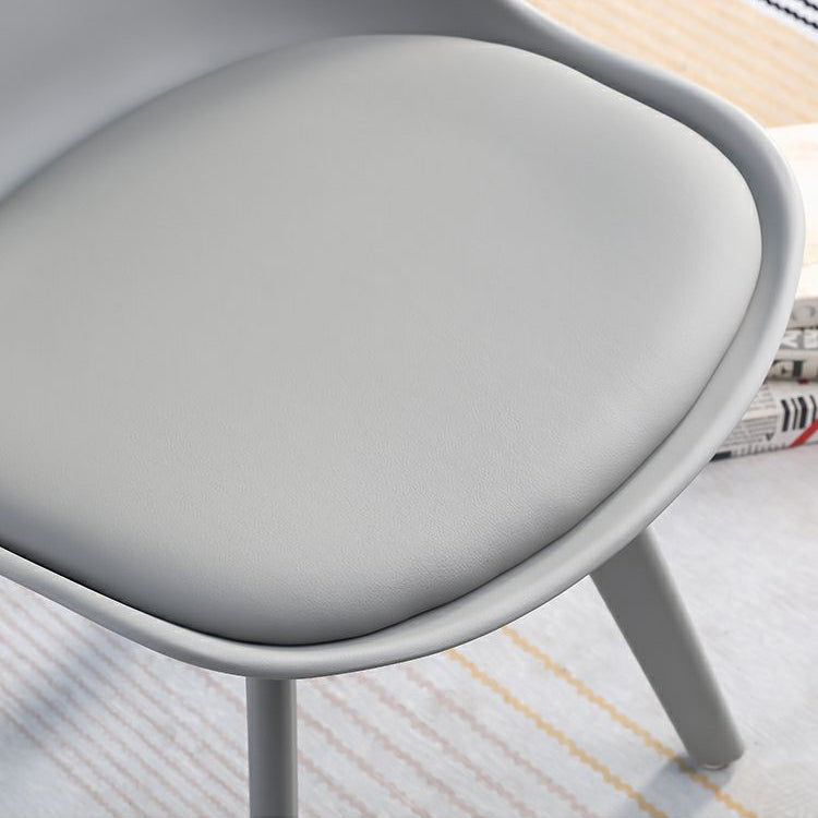 Minimalist Style Plastic Dining Armless Chair Upholstered Solid Back Chairs for Home