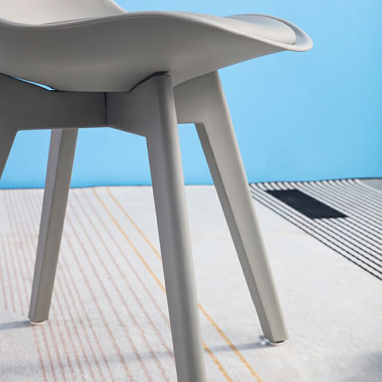 Minimalist Style Plastic Dining Armless Chair Upholstered Solid Back Chairs for Home
