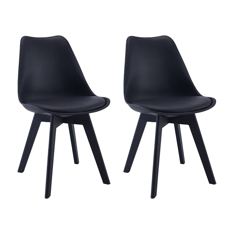 Minimalist Style Plastic Dining Armless Chair Upholstered Solid Back Chairs for Home
