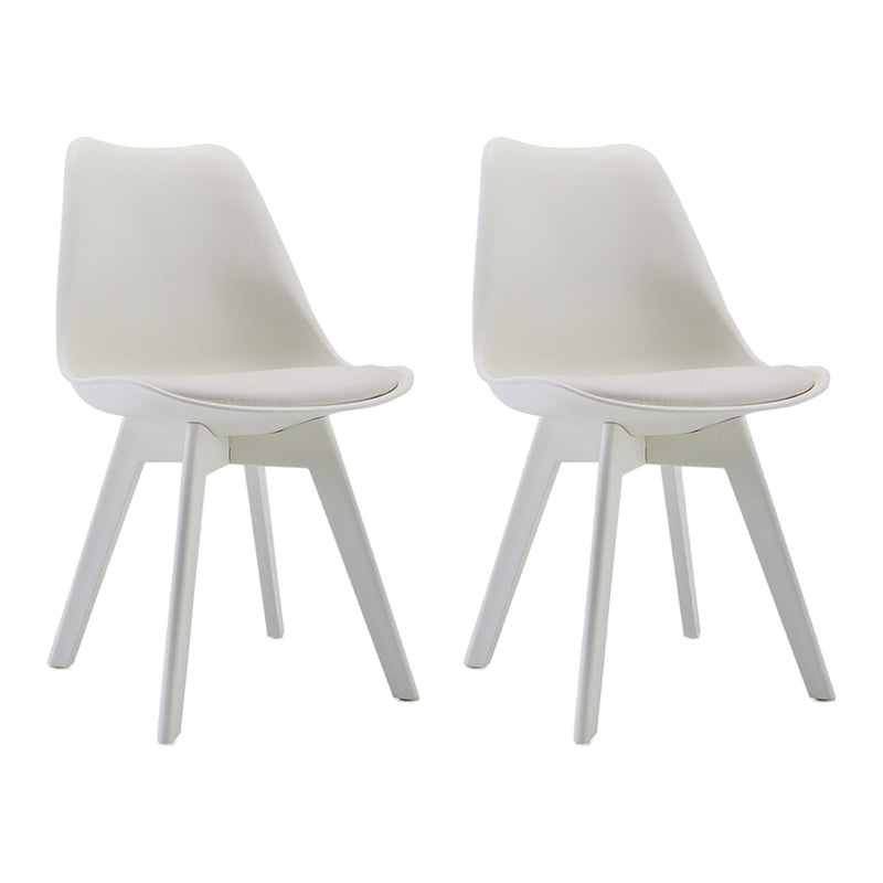 Minimalist Style Plastic Dining Armless Chair Upholstered Solid Back Chairs for Home