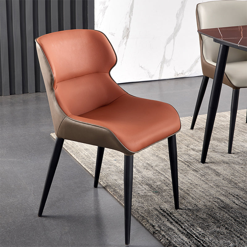 Sillas de comedor tapizadas de estilo minimalista, sin brazos, Wingback Parsons, silla individual (juego de 1)