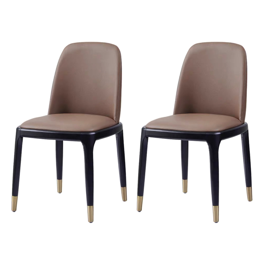 Chaise d'appoint industrielle en cuir de frêne, finition mate, chaise de salle à manger Parsons (Ensemble de 2)