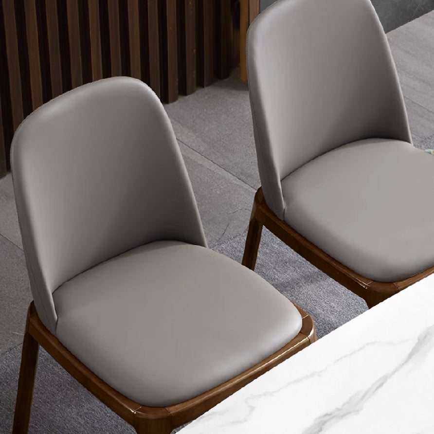 Chaise d'appoint industrielle en cuir de frêne, finition mate, chaise de salle à manger Parsons (Ensemble de 2)