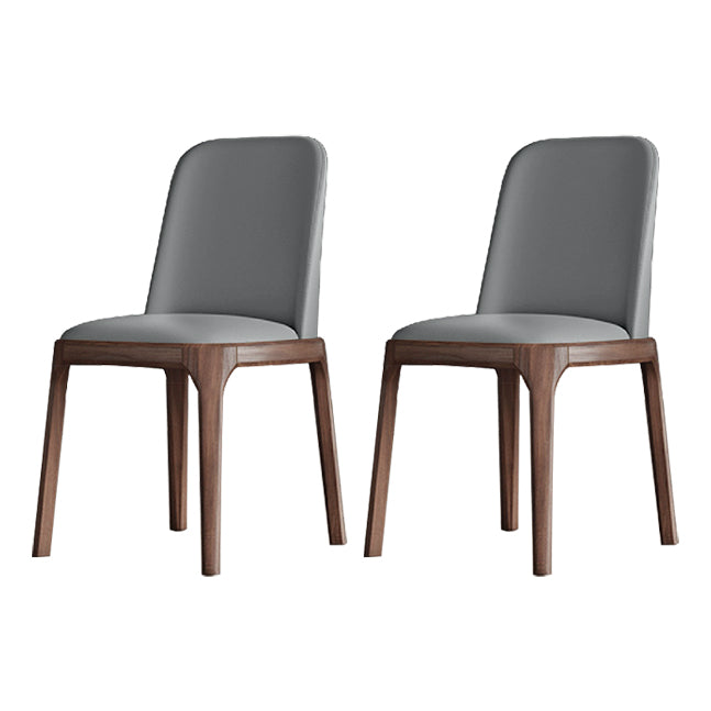 Chaise d'appoint industrielle en cuir de frêne, finition mate, chaise de salle à manger Parsons (Ensemble de 2)