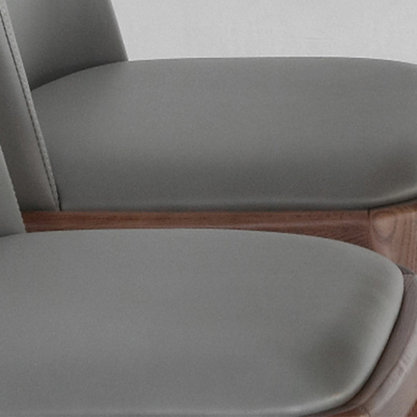 Chaise d'appoint industrielle en cuir de frêne, finition mate, chaise de salle à manger Parsons (Ensemble de 2)