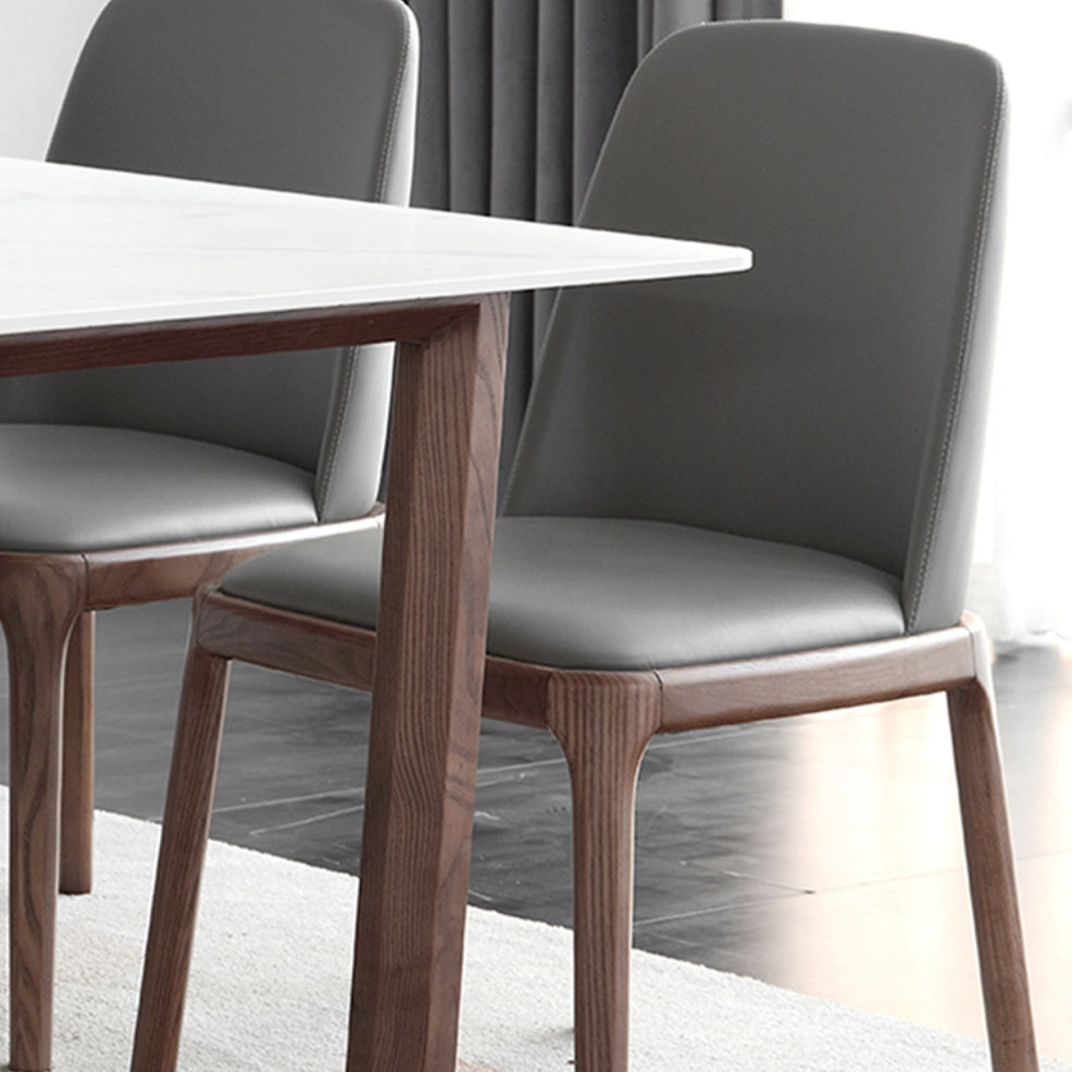 Chaise d'appoint industrielle en cuir de frêne, finition mate, chaise de salle à manger Parsons (Ensemble de 2)