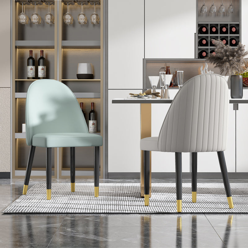 Silla de comedor de estilo escandinavo, silla Parsons acolchada sin brazos de madera (juego de 2)