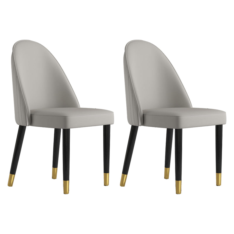 Silla de comedor de estilo escandinavo, silla Parsons acolchada sin brazos de madera (juego de 2)