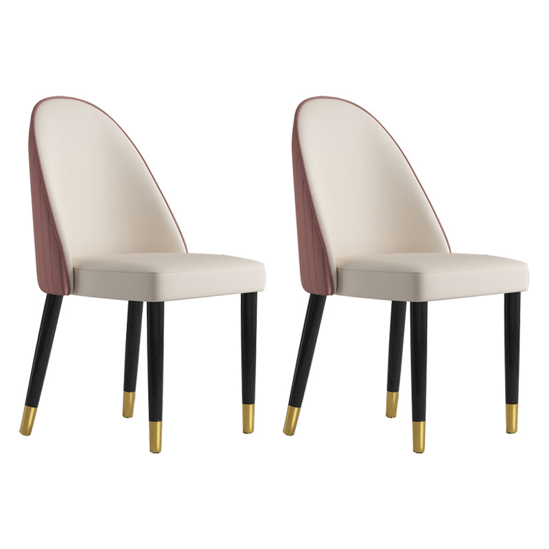 Silla de comedor de estilo escandinavo, silla Parsons acolchada sin brazos de madera (juego de 2)